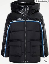 Black Shiny Top Hooded Padded Coat for 4-5 years old kids