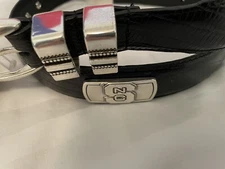 Black Leather Belt With North Carolina State University Conchos 28,30,56
