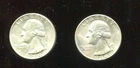 1964-P and D WASHINGTON QUARTERS    GEM BU (V717)    90% SILVER
