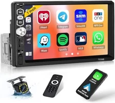 7" Single 1Din Touch Screen Car Stereo Apple/Android CarPlay Bluetooth MP5 + CAM