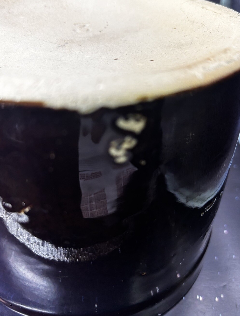 Vintage Dark Brown Glaze Pottery Ceramic Crock with Lid