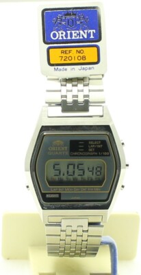 RARE VINTAGE ORIENT WATCH G720108 Grey Digital Quartz Chronograph