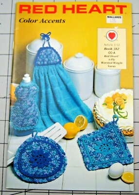 Vintage Book Red Heard Color Accents 5 Different Pattern Groups to Crochet #382