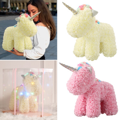 Rose Bear Flower Unicorn Doll with Lights and Box Wedding Anniversary Gifts  Foam UK