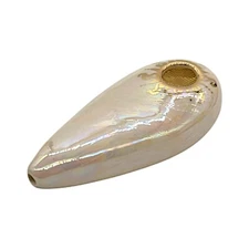 Ceramic Tobacco Smoking Spoon Pipe Oval White Mother of Pearl