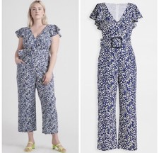 Tanya Taylor Avalon Floral Confetti Ruffle Shoulder Belted Jumpsuit Size 16