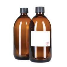 TEC 500ml Amber Glass Bottles with Black Caps UK Made 65% Recycled Glass Labels