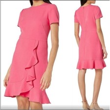 Shoshanna Pink Ruffle Fit Flare Dress XS/S No Tag VGC Cocktail Ruffles