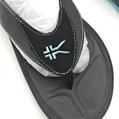Kuru Kala Flip Flop Sandals Black Blue Leather Comfort  display picture 1