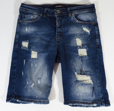 Dsquared2 Men's Icon Size 32 Destroyed Denim Cut Off Jean Shorts Italy!