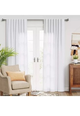 Threshold Aruba True White Single Blackout Curtain Panel 50'' x 95'' NWOT