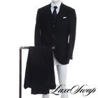 #1 MENSWEAR Eidos Napoli Navy Herrinbone Flannel Lorenzo 3 PIECE Suit 52 L NR