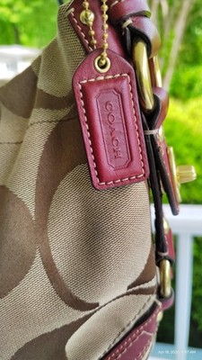 Coach Vintage MEDIUM 10619 Carly Brown Signature C and Red Leather
