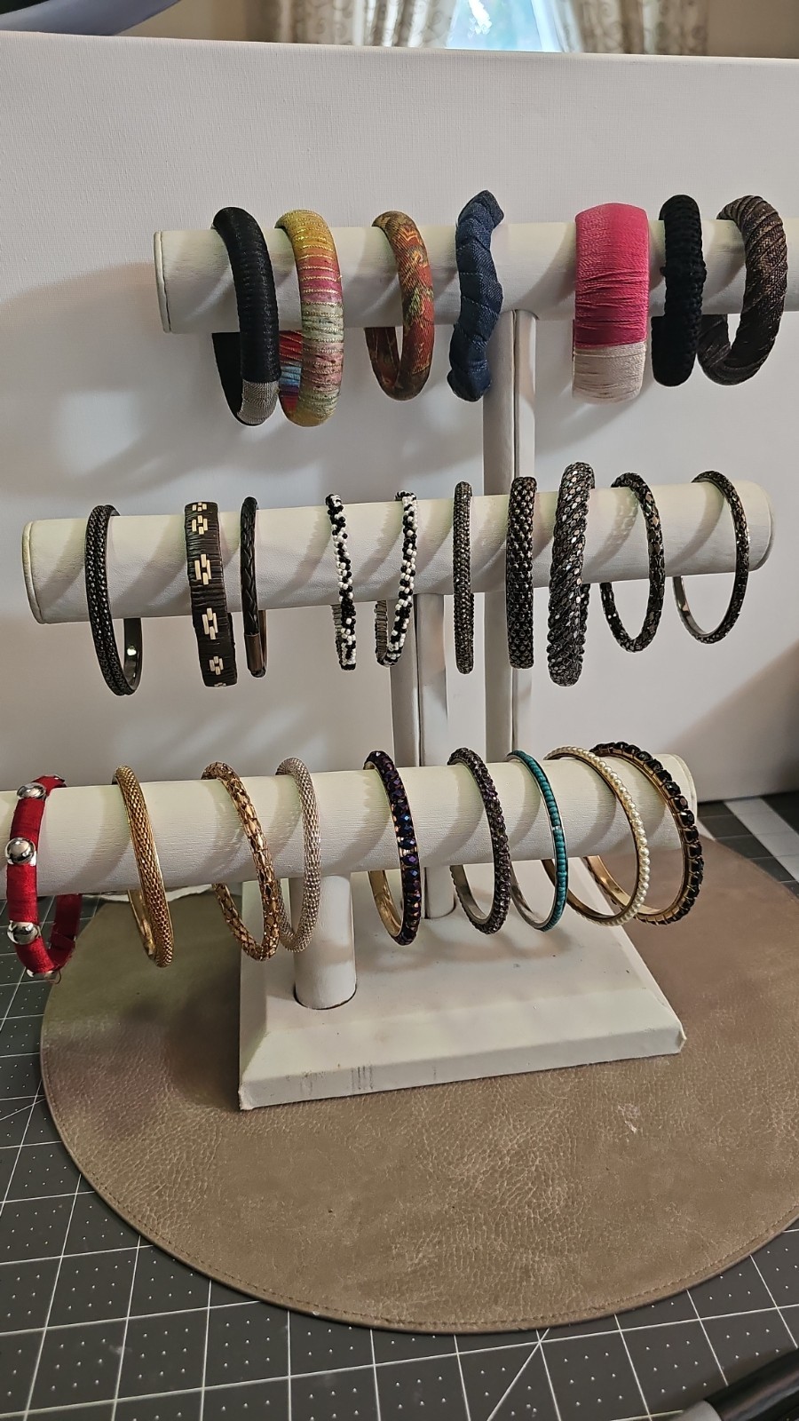 26 Wrapped Solid Metal Bangles - Beads. Wire Mesh… - image 1