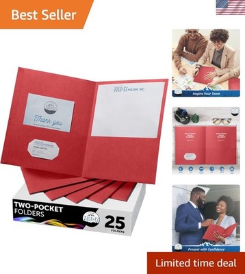 Durable Red Two-Pocket Folders, 25-Pack - Ideal for School and Office Use