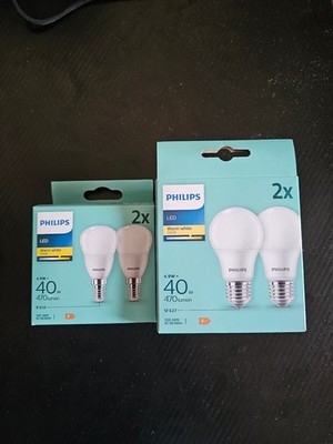       2x PHILIPS 2er Pack LED Leuchtmittel E27 / E14 40W Lampen  470lumen NEU