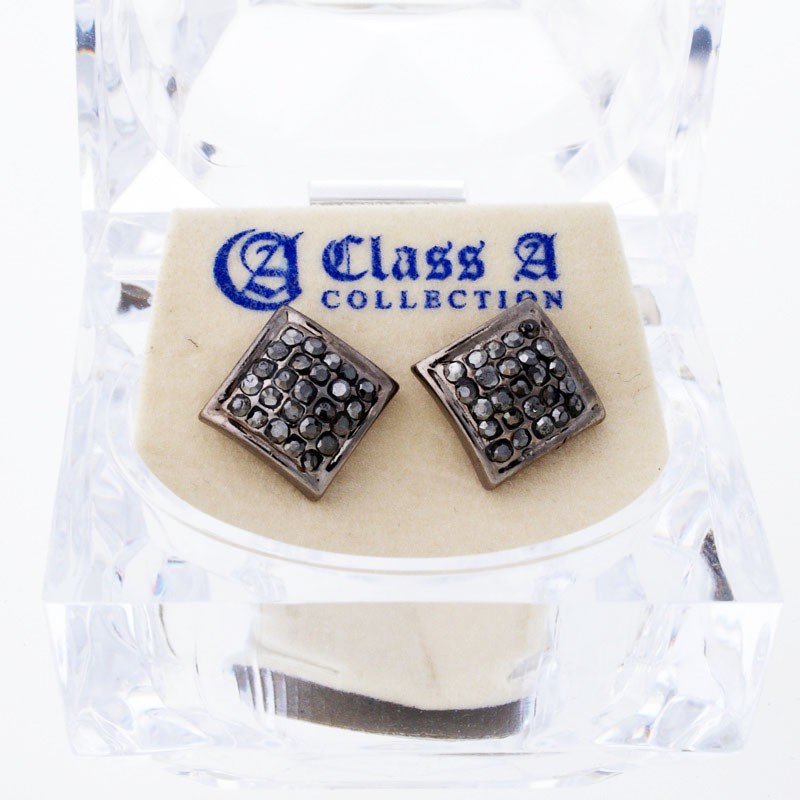 Черная блестящая глазурь Ohrstecker - КВАДРАТ 10 мм