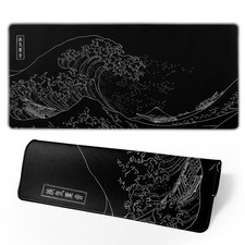 Japanese Gaming Mouse Pad Black Mouse Pad Kanagawa Large Mousepad Non-Slip Ru...
