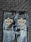 Grace in LA Straight Flair Low-rise Jeans Distressed Pretty Rhinestones Size 27 — photo 7