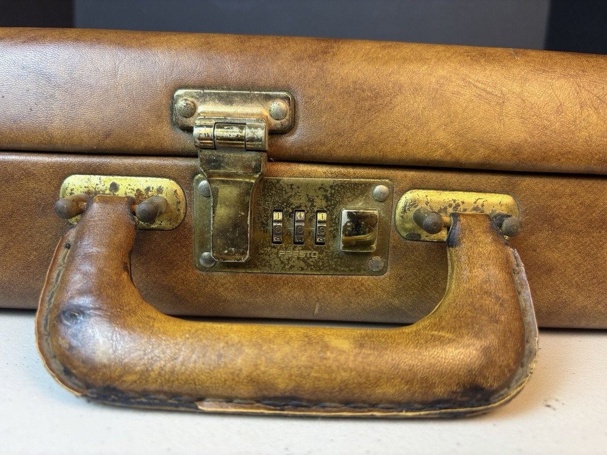 Vintage Brown Presto Leather Attaché /Briefcase Combination Lock