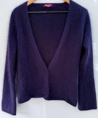 Monsoon Angora Blend Cardigan UK 12 lila flauschig weich Strick Cropped Bolero Luxe 