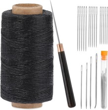 Leather Upholstery Sewing Waxed Thread Kit, 273 Yards Waxed Thread Sewing Nee...