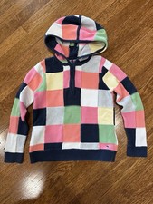 Vineyard Vines Girls Size Small 7/8 Bright patchwork 1/4 Zip Hooded Sweater