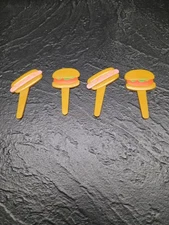 VTG RARE 80s Lot (4) 3" Burger & Hot Dog Numbered Sandwich Decor ID DecoPac Inc
