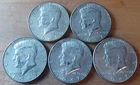 KENNEDY SILVER HALF DOLLARS 40% LOT OF 5 COINS 1967 NICE CONDITION! 1155