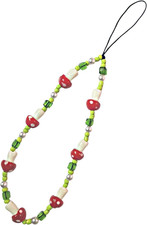 Cute Red Mushroom Beaded Phone Charm Lanyard Aesthetic Pearl Accessories Sweet W
