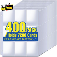 7200 Pockets Card Sleeves Binder Sheets, 9 Pocket Card Sleeves for 3 Ring Binder