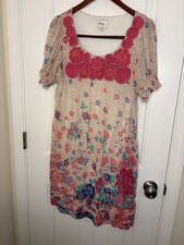 Vintage Beige by ECI Women’s Floral Rosette Pink Babydoll Dress Sz 10 Fairycore