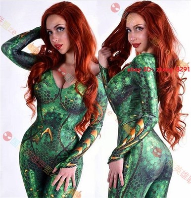 Aquaman Mera Costume Women Cosplay Jumpsuit Halloween Zentai Catsuits Uniform