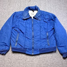 Vintage Woolrich Jacket Women's Large Blue Short Bomber Winter Ski Snow USA Made