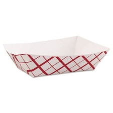 SCT 0425 3 lbs. Capacity Paper Food Baskets - Red/White (500/Carton) New