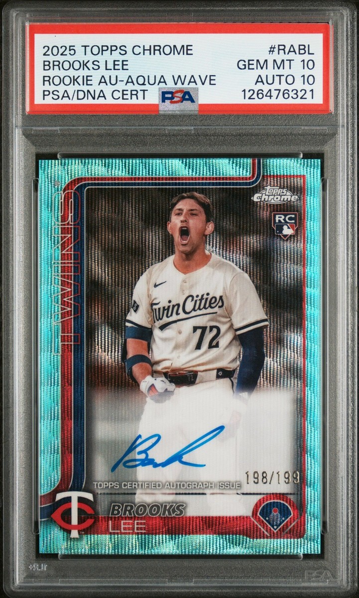 2025 Topps Chrome - Rookie Autographs Brooks Lee #RA-BL Aqua Wave