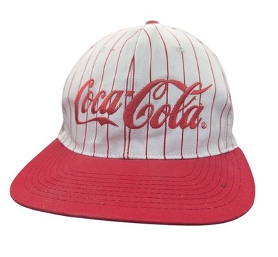 Coca-Cola Vintage 1993 weiß/rot Nadelstreifen offizielle Druckknopflasche Mütze OSFM SELTEN 