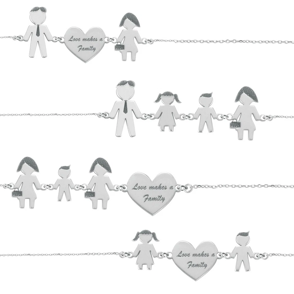Bracciale LOVE MAKES A FAMILY Argento 925 Lui Lei Bimbo Bimba Made in Italy