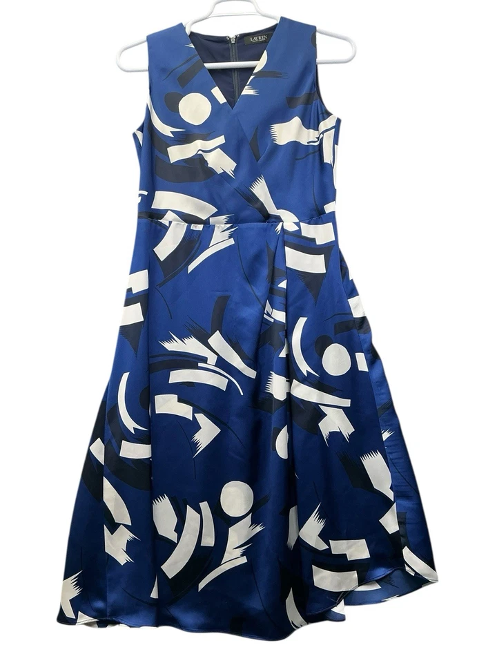 Vestido Ralph Lauren Black Label para mujer talla 10 azul marino blanco negro Foto 3 de 4