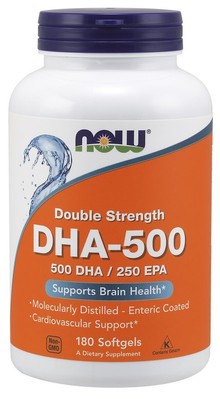 DHA-500: 500 mg DHA & 250 mg EPA - 180 Kapseln
