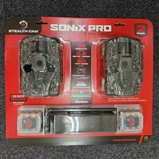 Trail Camera Stealth 2 Pk Sonix Pro 36 MP Cellular Dual Sim 80 ft. Range 32GB SD