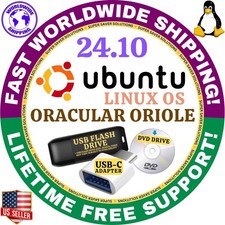 UBUNTU 24.10 LINUX OS ORACULAR ORIOLE USB / DVD AMD64 / MAC  PC