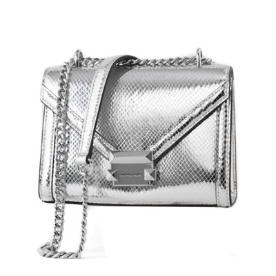 MICHAEL KORS TASCHE/BAG WHITNEY SM FLAP CHN Xbody silver