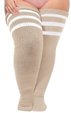 Plus Size Thick Thigh High Socks for Thick Thighs- Extra Long Striped Over th...