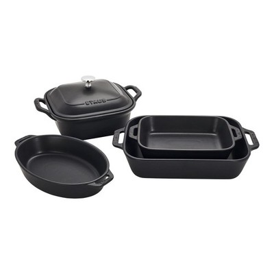 STAUB Ceramic Stoneware 5 Piece Mixed Baking Dish Set   MATTE BLACK - NEW IN BOX