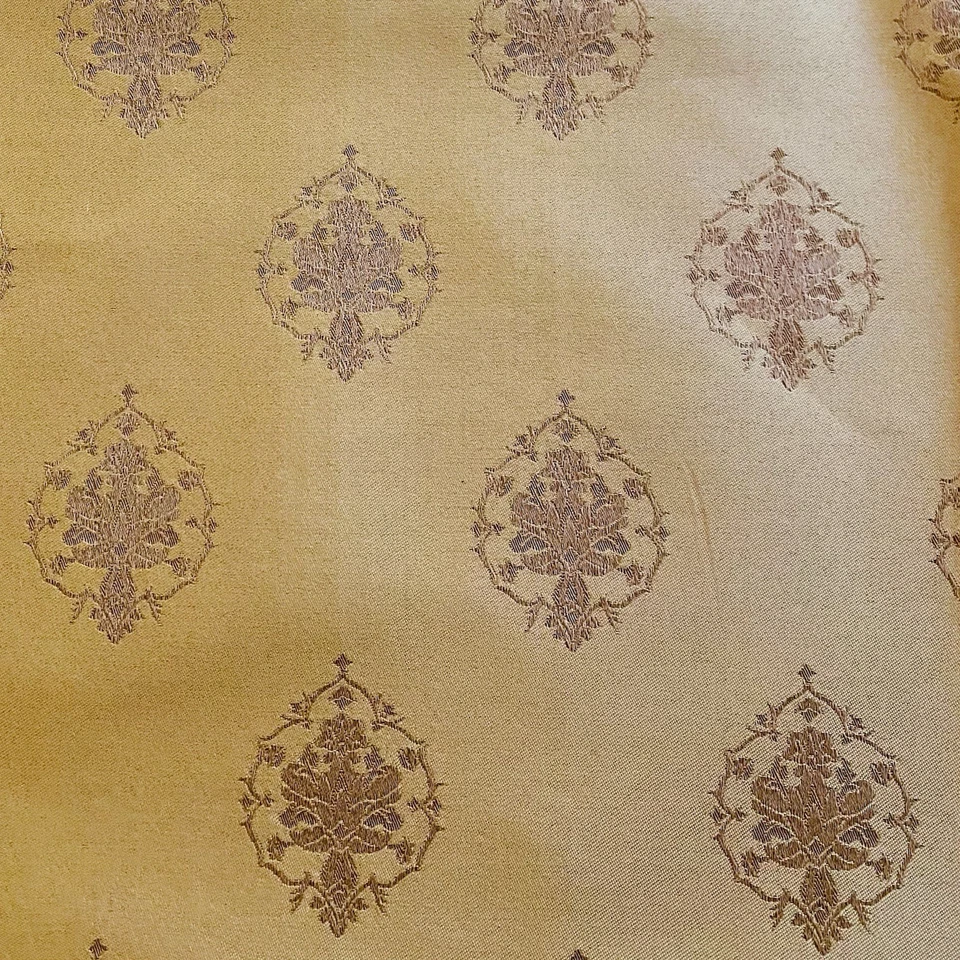 Vintage Gold Embossed Taffeta Upholstery Woven Fabric 1+ Yards x 52” - Image 2 of 4