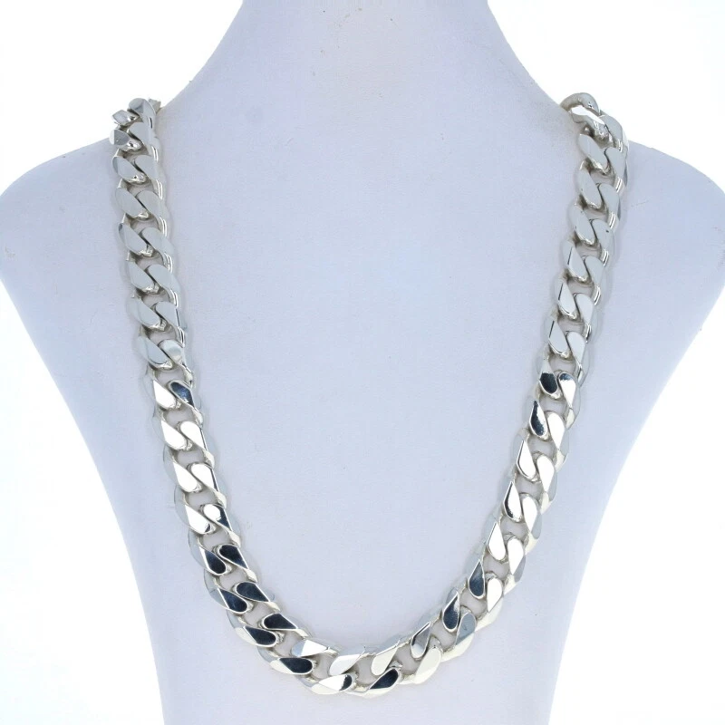 Sterling silver diamond cut curb chain sale