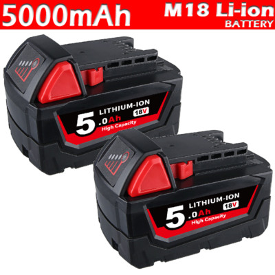 2x Für Milwaukee M18 High Output Akku M18B6 18V XC 5,0 Li-Ion 48-11-186