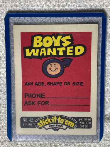 Fleer Stick-it-to-em Boys Wanted/Danger Zone #42/48 Gum Card/Sticker 1976 VG+/NM - Picture 2 of 2