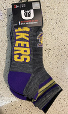 Los Angeles LA Lakers NBA Official Quarter Cut Socks 3 PAIR MENS Size 6-12 NEW